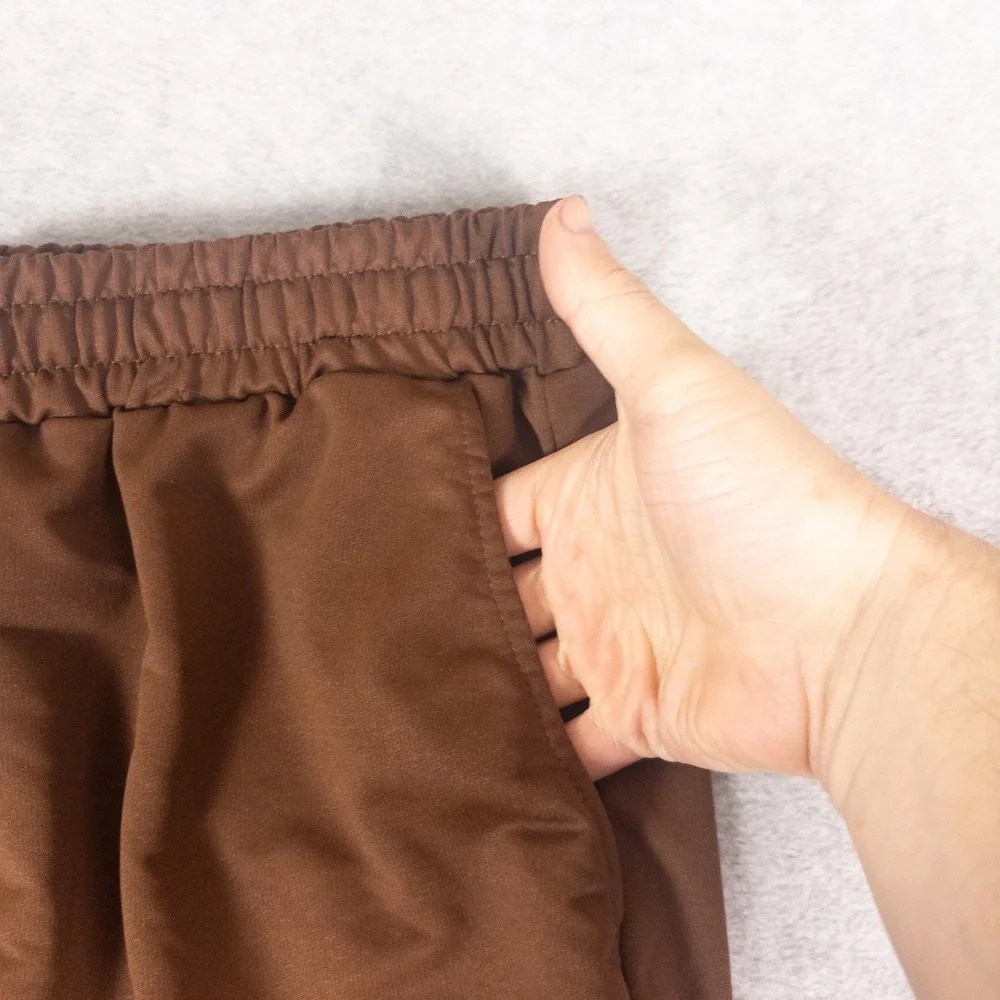 Mens Brown Mesh Athletic Gym Shorts XXL Elastic Waist Drawstring Pockets